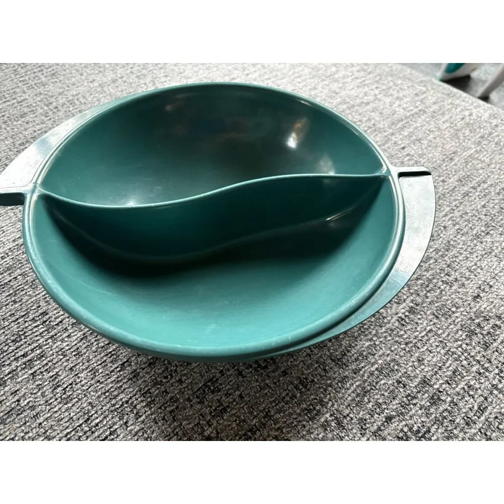 Boonton‎ N.J. USA Vintage Teal Divided Dish Bowl 605-10 Durable Melamine Plastic